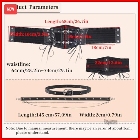 Vintage Underbust Corset Belt Adjustable 26-30.7 Inch Waist Faux Leather Gothic - Picture 2 of 5